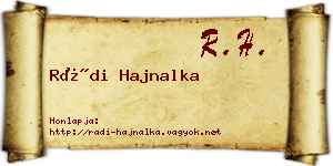Rádi Hajnalka névjegykártya